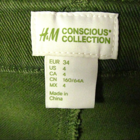 H&M Conscious Collection Jeans Size 4 Green - Picture 3 of 6